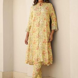 Mamicha Women Floral Printed Cotton Kurta with Trousers-picture-26