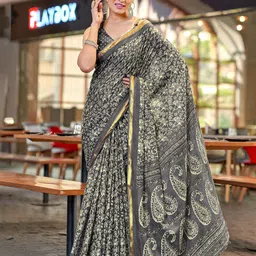Panzora Ethnic Motifs Zari Bagru Saree-picture-18