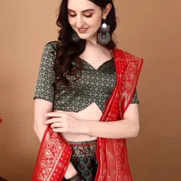 SWAMI STUDIO Ready to Wear Lehenga & Unstitched Blouse With Dupatta image 2