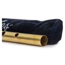 Radhe Flutes Brass Flute Soprano Vertical Blow Scale C Sharp With Velvet Cover - Golden image 4