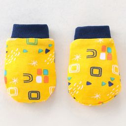 OHMS Interlock Knit Square Print Tie Knot Caps Mittens & Booties Yellow - Diameter 10 cm image 4