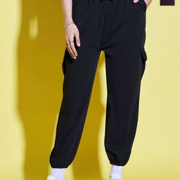 DIMPY GARMENTS Women Relaxed High-Rise Joggers Trousers-image-17