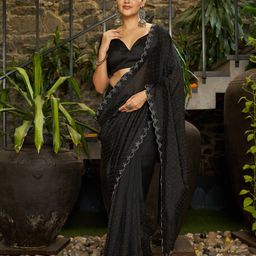 SANJANA SILK Embellished Sequinned Silk Blend Saree-picture-4