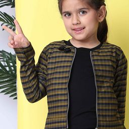 Baawri Girls Checked Crop Bomber Jacket-picture-13