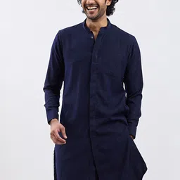 VASTRAMAY Mandarin Collar Glitter Straight Kurta-image-36
