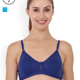 Floret Pack of 2 Blue & Turquoise Blue Non-Wired Non Padded T-shirt Bra-2