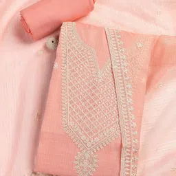 Meena Bazaar Floral Embroidered Thread Work Unstitched Dress Material-image-28