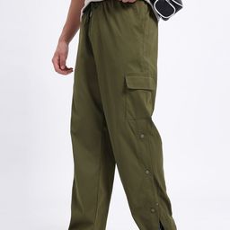 glitchez Men Utility Comfort Wide Leg Slit Hem Cargos-4
