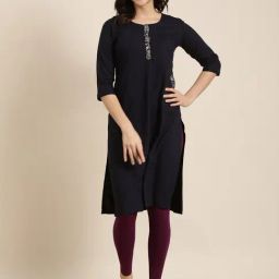 SHOWOFF Navy Regular Fit Kurta-46