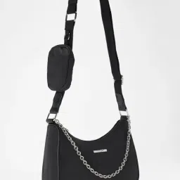 Forever Glam by Pantaloons Black Solid Medium Shoulder Handbag-image-42