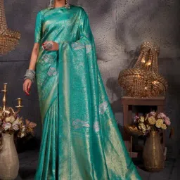 Vardha Blue Woven Saree With Unstitched Blouse-picture-9