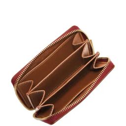 Fossil Logan Red Textured Zip Around Wallet for Women image 2