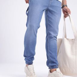 glitchez Men Jogger Light Fade Cuffed Hem Stretchable Jeans-picture-49
