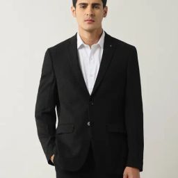 Arrow Black Slim Fit Texture Blazer-image-99