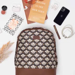 ZOUK Dome Daypack Black & White Printed Mini Backpack image 1