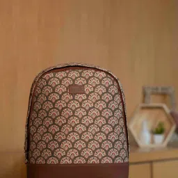ZOUK Dome Daypack Brown Printed Mini Backpack image 1
