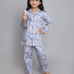Little Clothings Kids Floral Printed Pure Cotton Lapel Collar Night Suits-picture-12