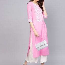 Varanga Women Pink Yoke Design Straight Kurta-image-35
