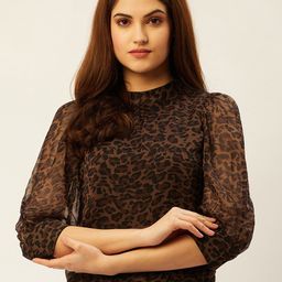 ANVI Be Yourself Brown Animal Chiffon Top-image-96