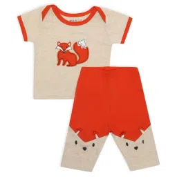 MiArcus Kids Orange & Beige Printed T-Shirt with Pyjamas-picture-7