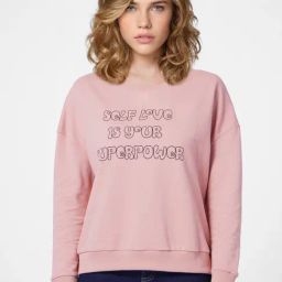 Only Pink Cotton Graphic Print Sweatshirt-image-65