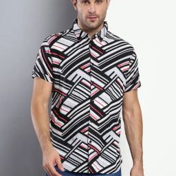 Dennis Lingo L-Grey  Slim Fit Printed Shirt-image-23