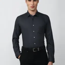 Van Heusen Grey Cotton Slim Fit Checks Shirt-picture-6
