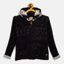 Duke Kids Black Self Design Full Sleeves Sweater-image-100