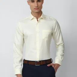 Peter England Elite Beige Cotton Regular Fit Shirt-picture-8