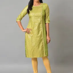 Aurelia Women Green Festive Floral Print Rayon Kurta-picture-9