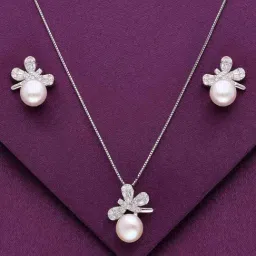 Kai Jewel Sterling Pearly Crystal Dragonfly Pendant with Chain & Earrings Set for Women-image-39