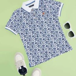 Pantaloons Junior Boys Ecru & Blue Cotton Printed Casual Tops & Tees-image-88