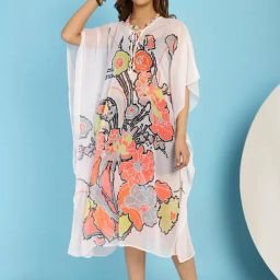 Secret Wish White Printed Cover Up Kaftan-image-19