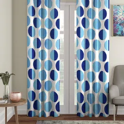 Cortina Blue & Off-White Set of 2 Door Curtains-image-67