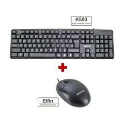 Zebion K500 Wired USB Desktop Keyboard & Elfin Mouse Combo (Black) image 1