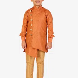 Pro-Ethic Style Developer Kids Orange & Beige Printed Full Sleeves Kurta with Pyjamas image 1