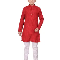 Pro-Ethic Style Developer Kids Red & White Solid Full Sleeves Kurta with Pyjamas image 1