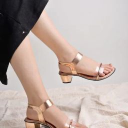 Shoetopia Women's Rose Gold Ankle Strap Sandals-image-53