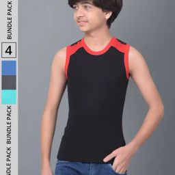 Dollar Bigboss Boys Multicolor Solid Gym Vest (Pack Of 4)-image-22