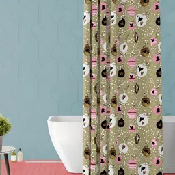 ArtzFolio Beige and Pink Conversational Printed Waterproof Shower Curtain-50