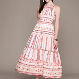 Label Ritu Kumar Printed Smocked Maxi Dress-image-31