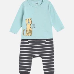 MINIKLUB Boys Black, Blue & White Knit Long Sleeve Tiger Print T-23