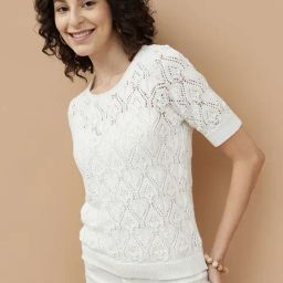 Colour Me by Melange White Cotton Textured Pattern Tops-picture-13