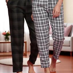Kryptic White & Green Cotton Relaxed Fit Printed Lounge Pant - Pack of 2-image-94