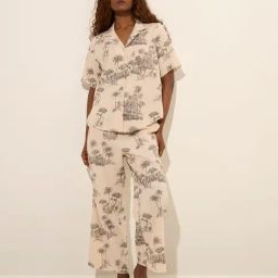Wunderlove by Westside Beige Printed Cotton Shirt and Pyjamas Set-picture-19
