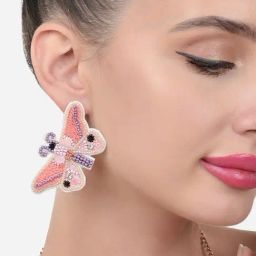 Zaveri Pearls Multicolor Sequin & Beads Embellished Contemporary Butterfly Studs Earring-ZPFK15663-33