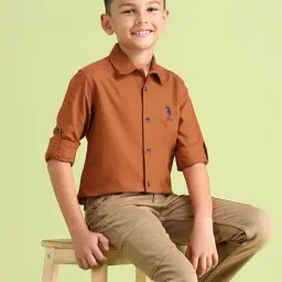U.S. Polo Assn. Boys Rust Cotton Shirt-image-17