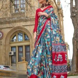 Odette Grey Floral Printed Saree-picture-31