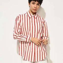 Only Red Cotton Stripes Shirt-image-39