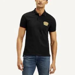 Levi's Black Cotton Slim Fit Logo Printed Polo T-Shirt-picture-48